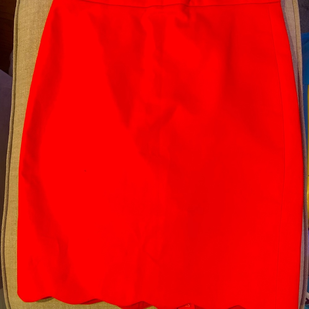Jcrew Factory red-orange scalloped skirt